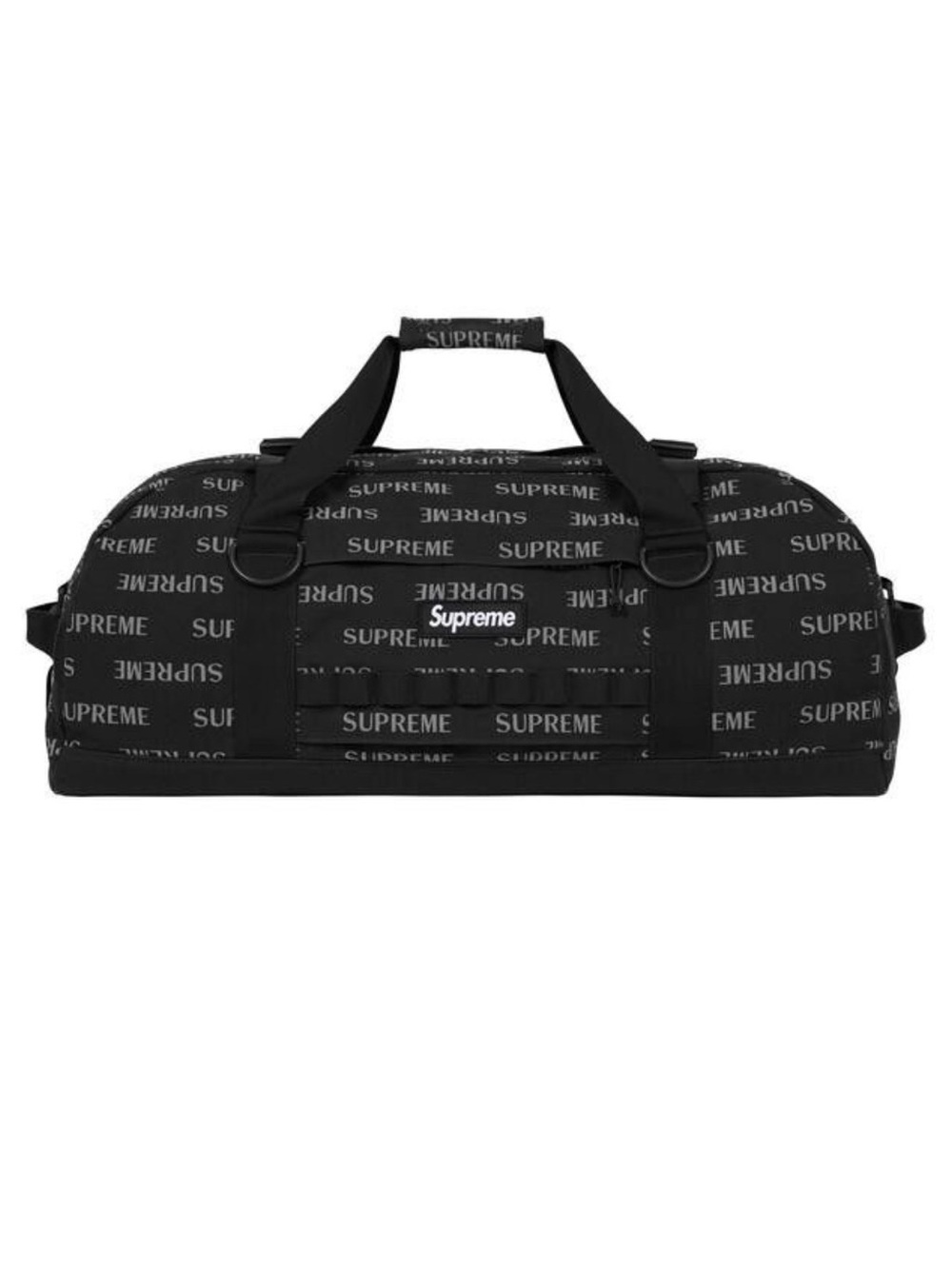 Supreme Black All-Over Logo Duffel Bag